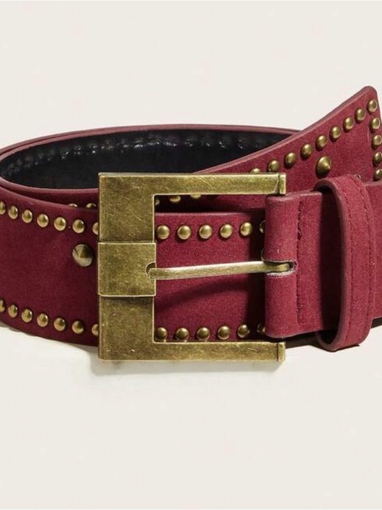 Quince Accessories - NWT Wine Burgundy Faux Suede Studded Belt Designer Inspired Vintage Western Boho